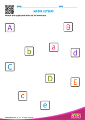 Match upper and lowercase letters a to e